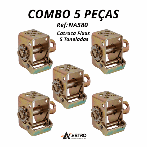 Combo 5 peças Catraca Fixa Aparafusar 5 Toneladas 50mm
